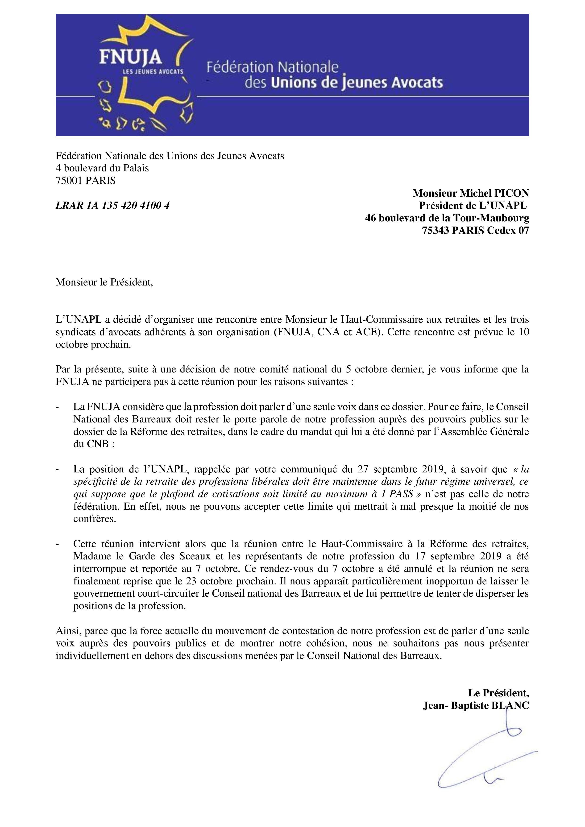 Courrier « ouvert » adressé au Président de l’UNAPL 