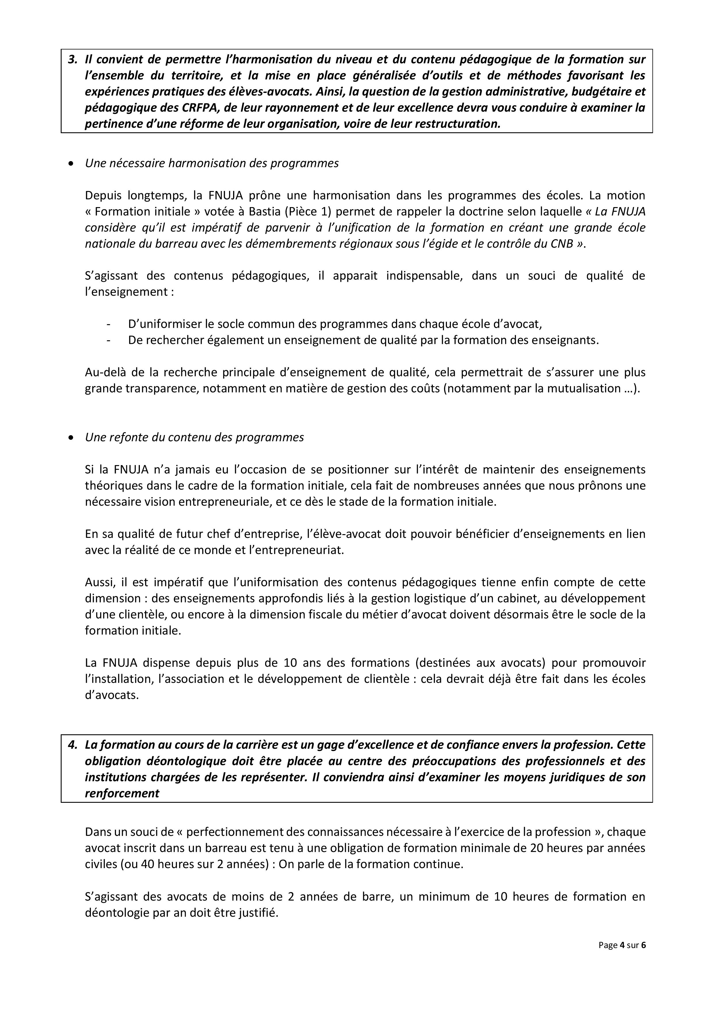 Contribution de la FNUJA sur la formation professionnelle des avocats