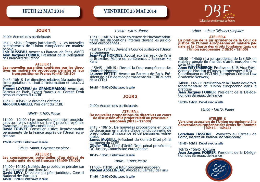 DBF - Séminaire : Droit pénal et Droits fondamentaux : Le renforcement de la place de l’avocat