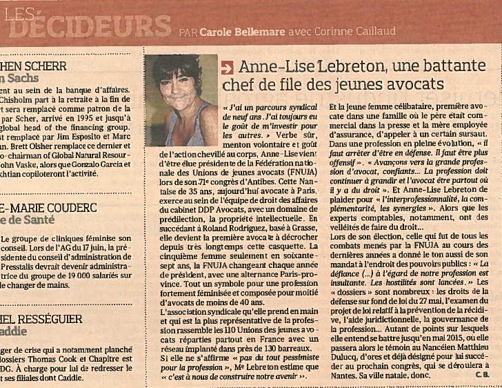 Anne-Lise LEBRETON, Une battante Chef de file des jeunes avocats