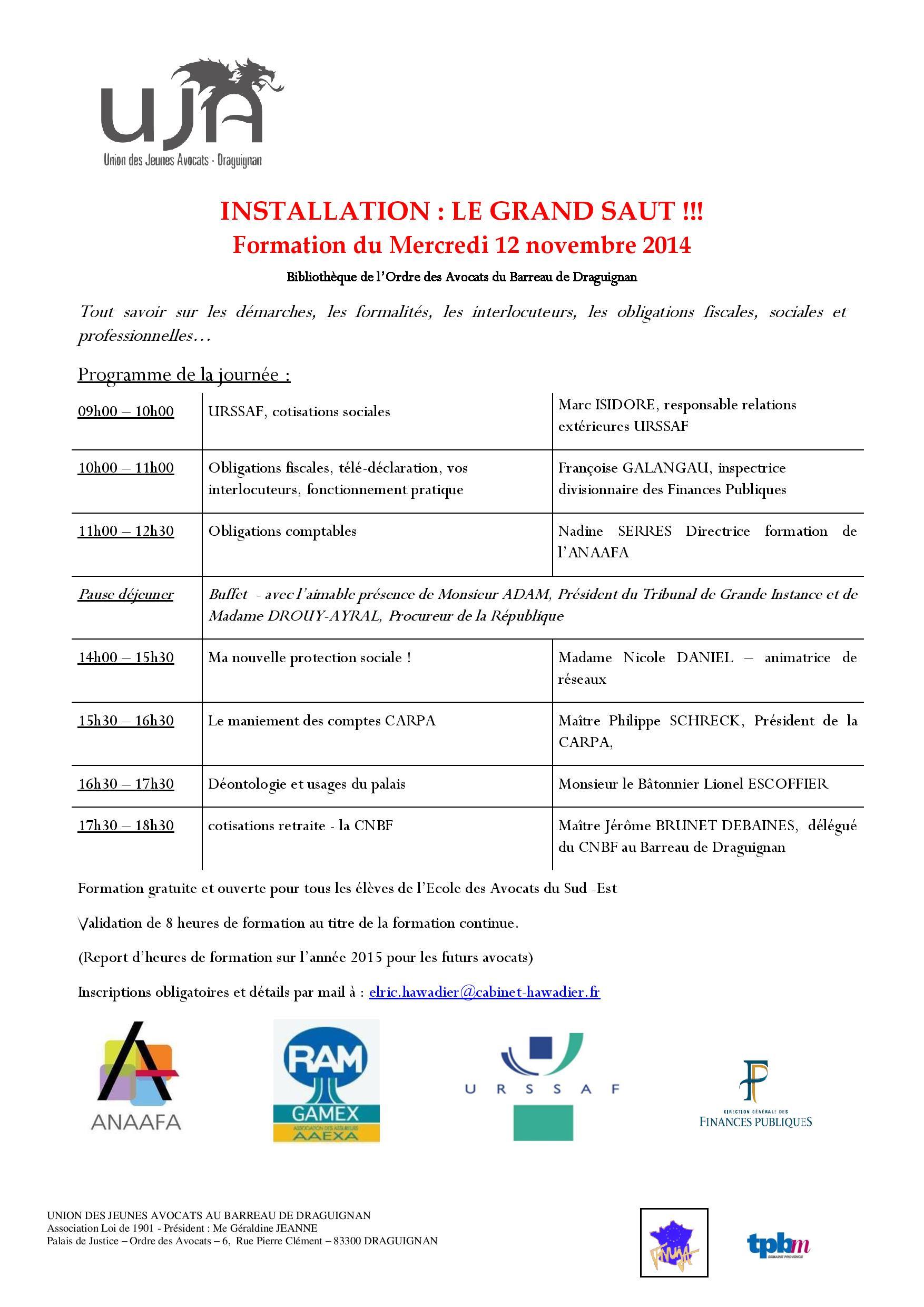DRAGUIGNAN - FORMATION: INSTALLATION: LE GRAND SAUT !!!