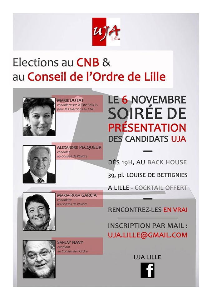 LILLE - Elections CNB et Conseil de l'Ordre - Présentation des candidats