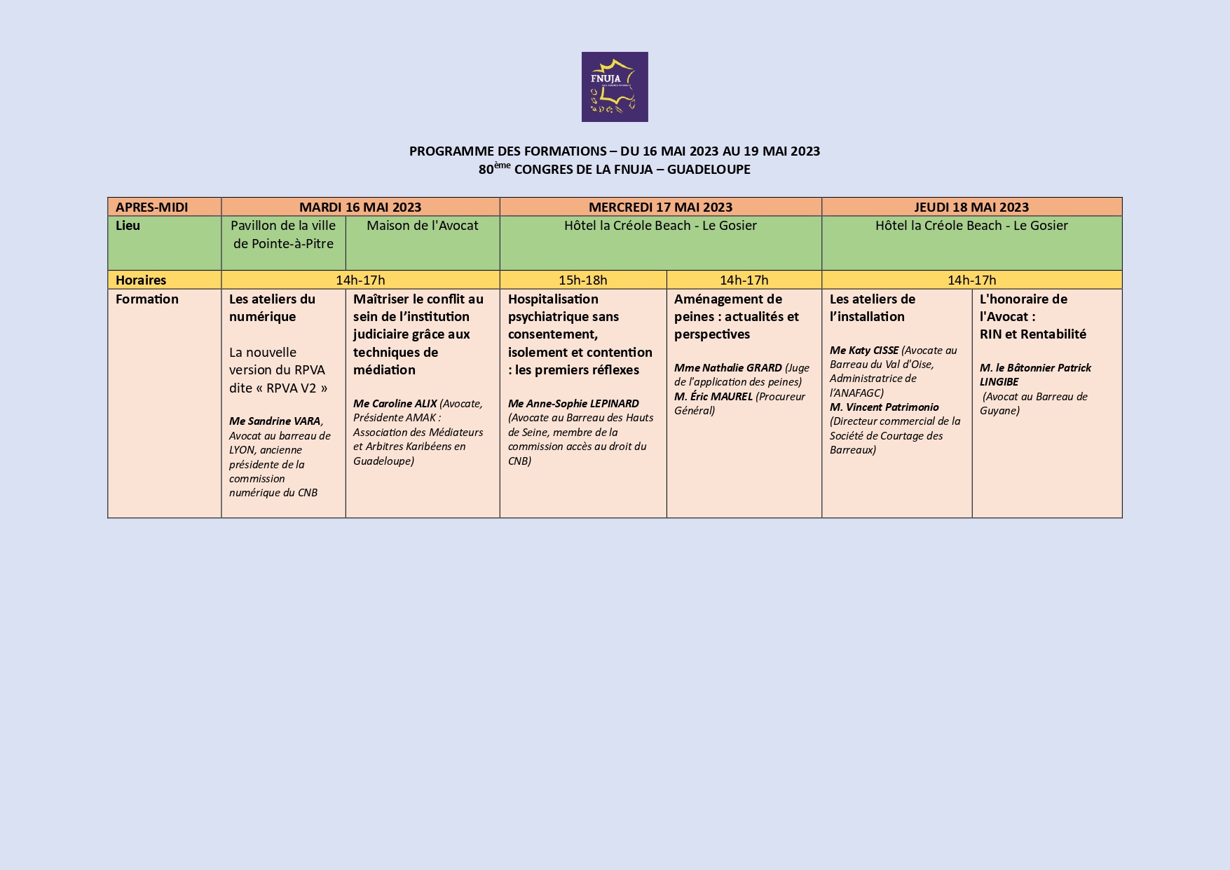 80ème congrès de la FNUJA - GUADELOUPE - An Gwadloup, Défans-la KA sonné !