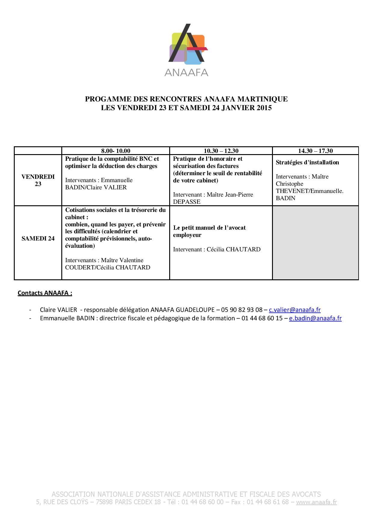 MARTINIQUE- Formation de l'ANAAFA sur la gestion de cabinet