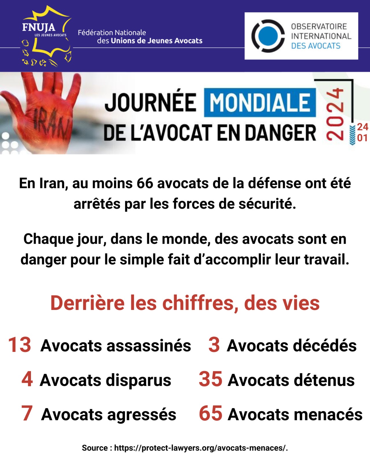 24 JANVIER, JOURNÉE DE L'AVOCAT EN DANGER 24 JANVIER, JOURNÉE DE L'AVOCAT EN DANGER
