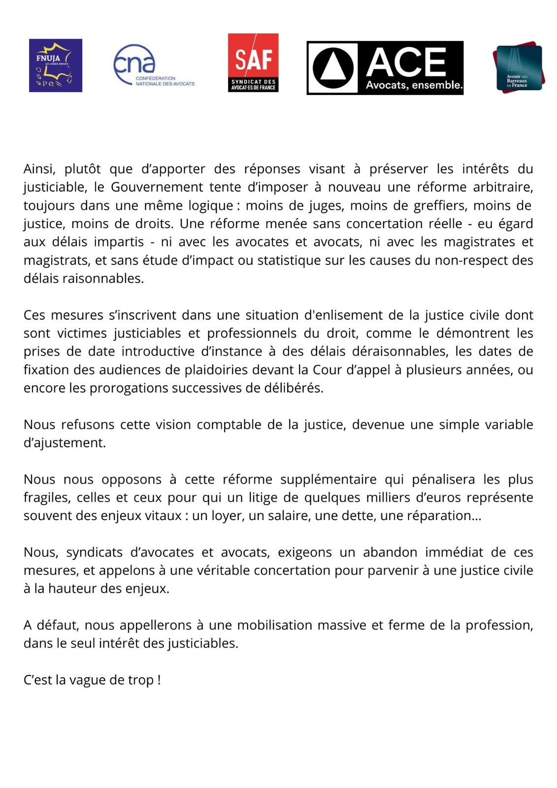 Projet de décret RIVAGE: naufrage de la justice civile !