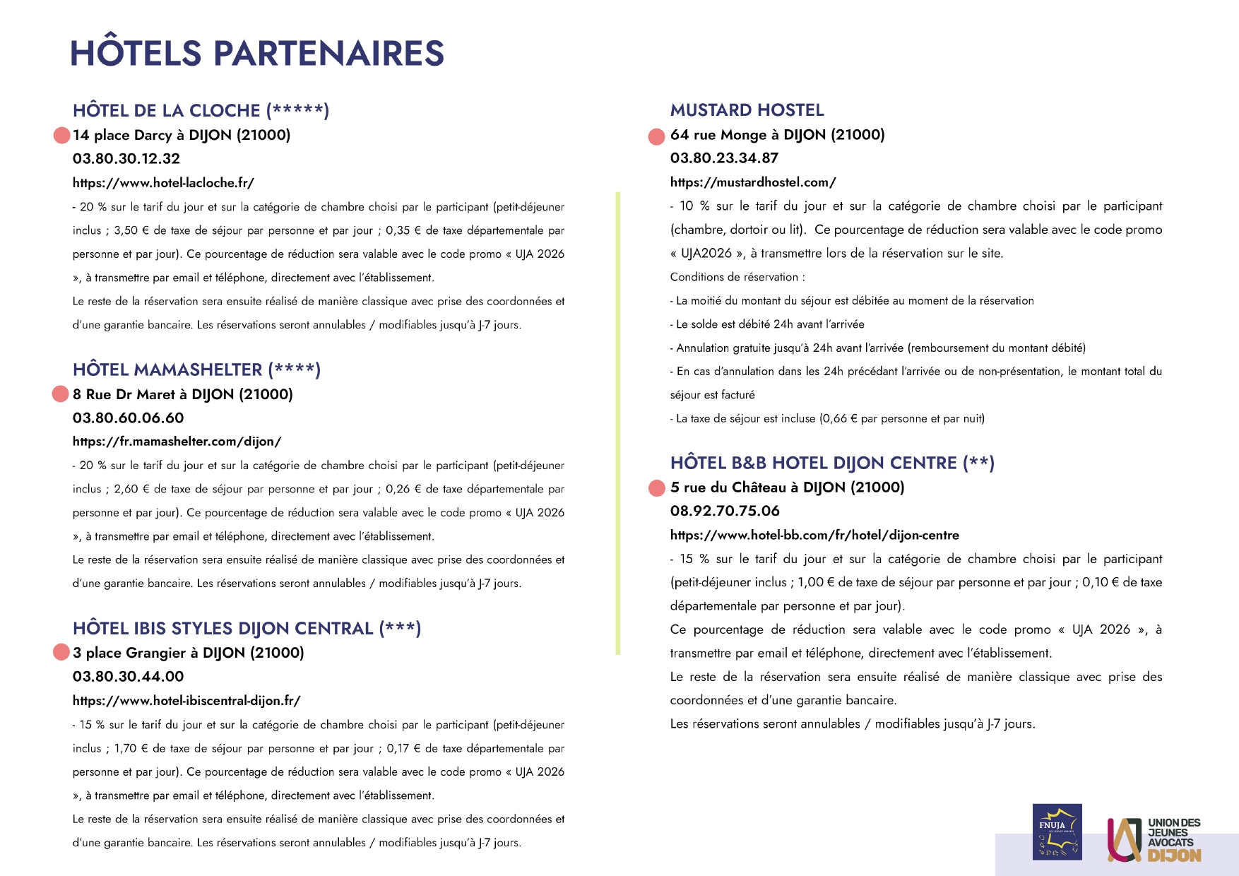 Comité décentralisé de la FNUJA de l'UJA de Dijon du 26 au 29 mars 2026