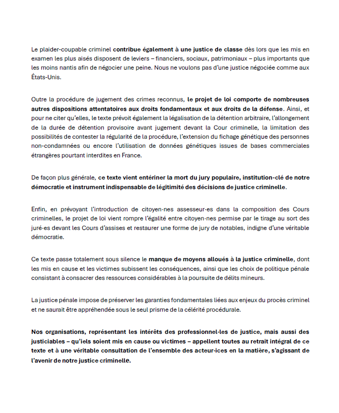 COMMUNIQUÉ DE PRESSE COLLECTIF  sur la nécessité d’abandonner le projet de loi sur la justice criminelle et le respect des victimes