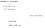 Garde à Vue : Lettre du Bâtonnier de Paris aux Avocats Parisiens