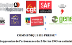COMMUNIQUE DE PRESSE - Suppression de l’ordonnance du 2 février 1945 en catimini