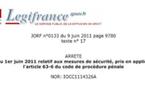 Arrêté du 1er juin 2011 relatif aux mesures de sécurité, pris en application de l'article 63-6 du code de procédure pénale