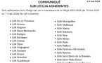 Communiqué sur les UJA ADHERENTES