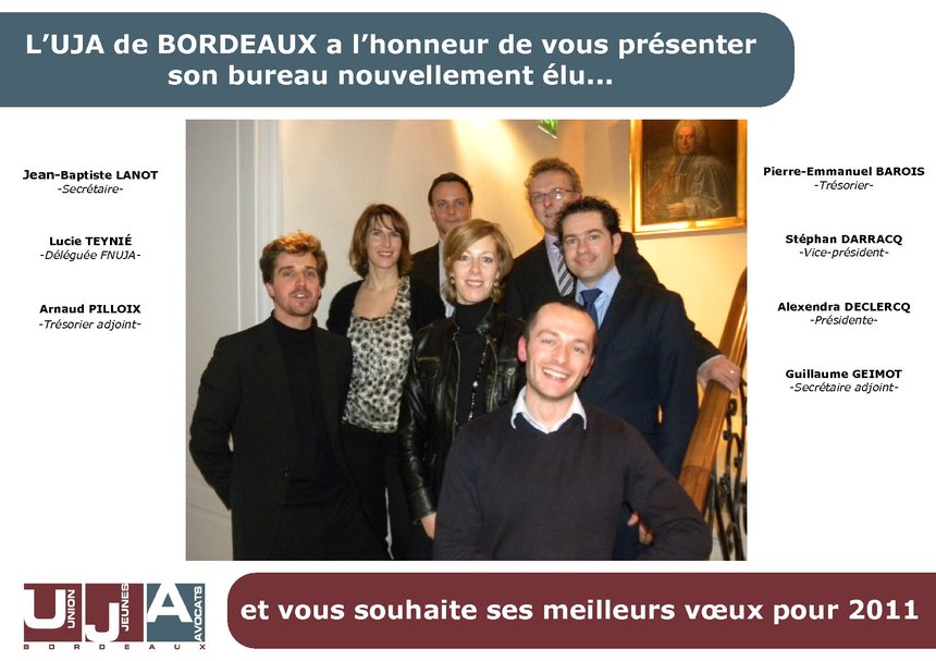 Le nouveau bureau vous présente tous ses voeux pour 2011 Le nouveau bureau vous présente tous ses voeux pour 2011