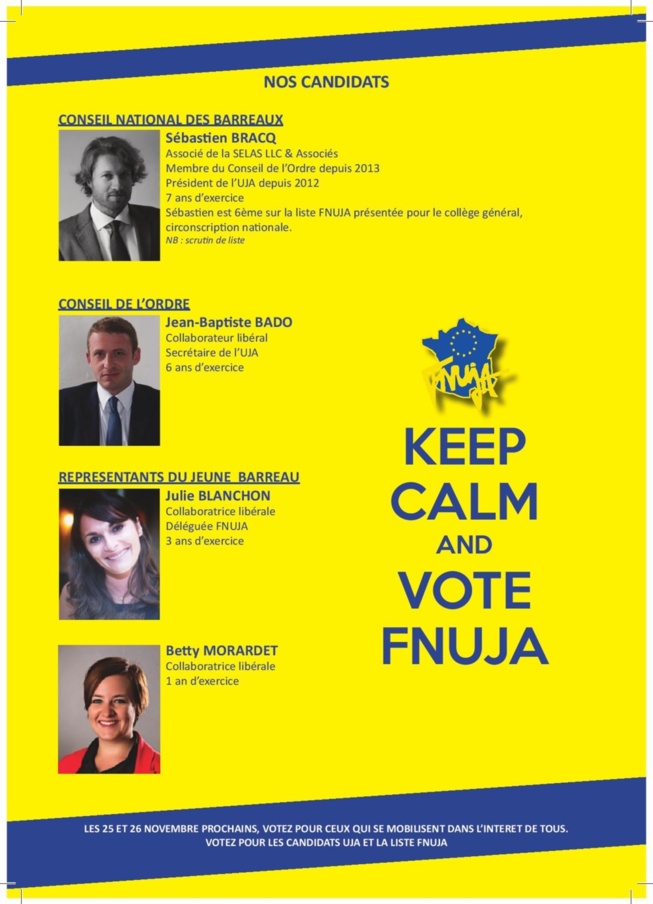 Elections au CO, CNB et RJB: Votez UJA / FNUJA