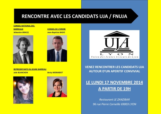 Rencontre avec les candidats UJA : 17 novembre à partir de 19h