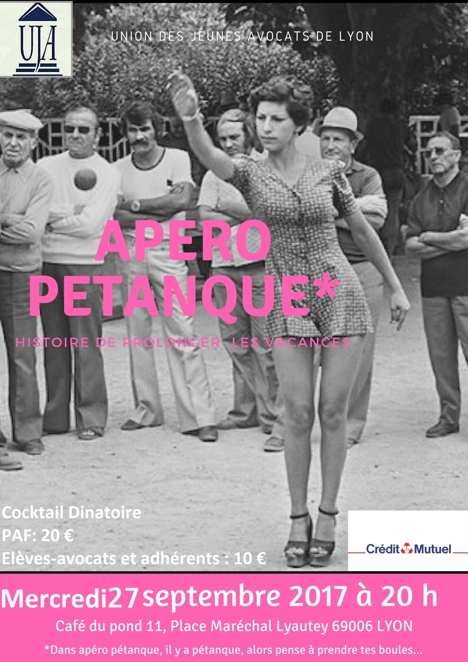 Apéro pétanque de l'UJA le 27 septembre prochain