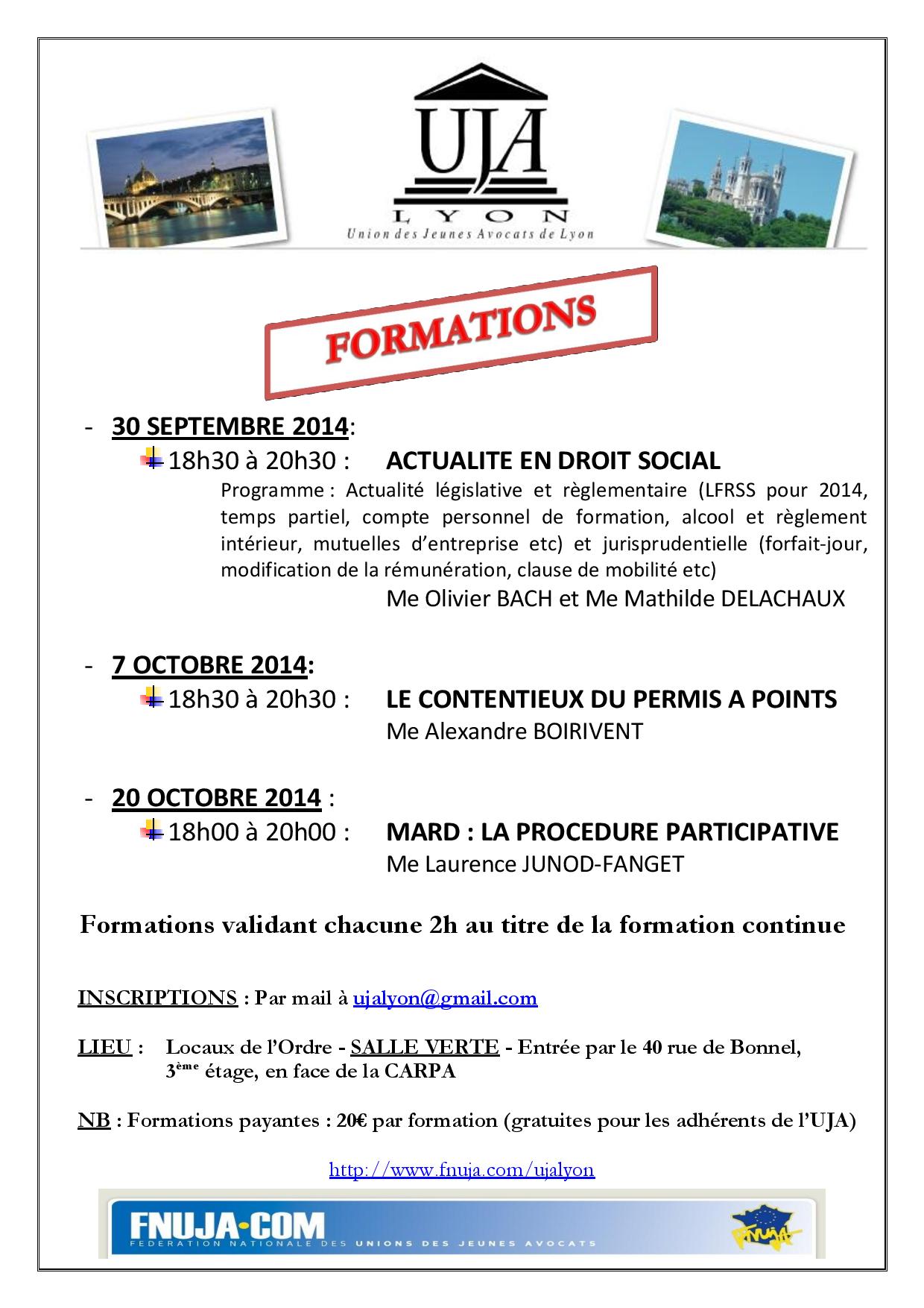 FORMATIONS A VENIR