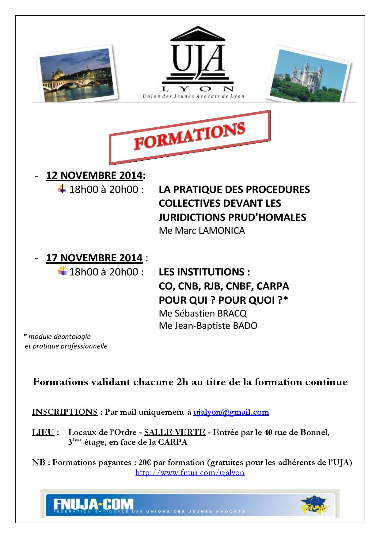 FORMATIONS NOVEMBRE 2014