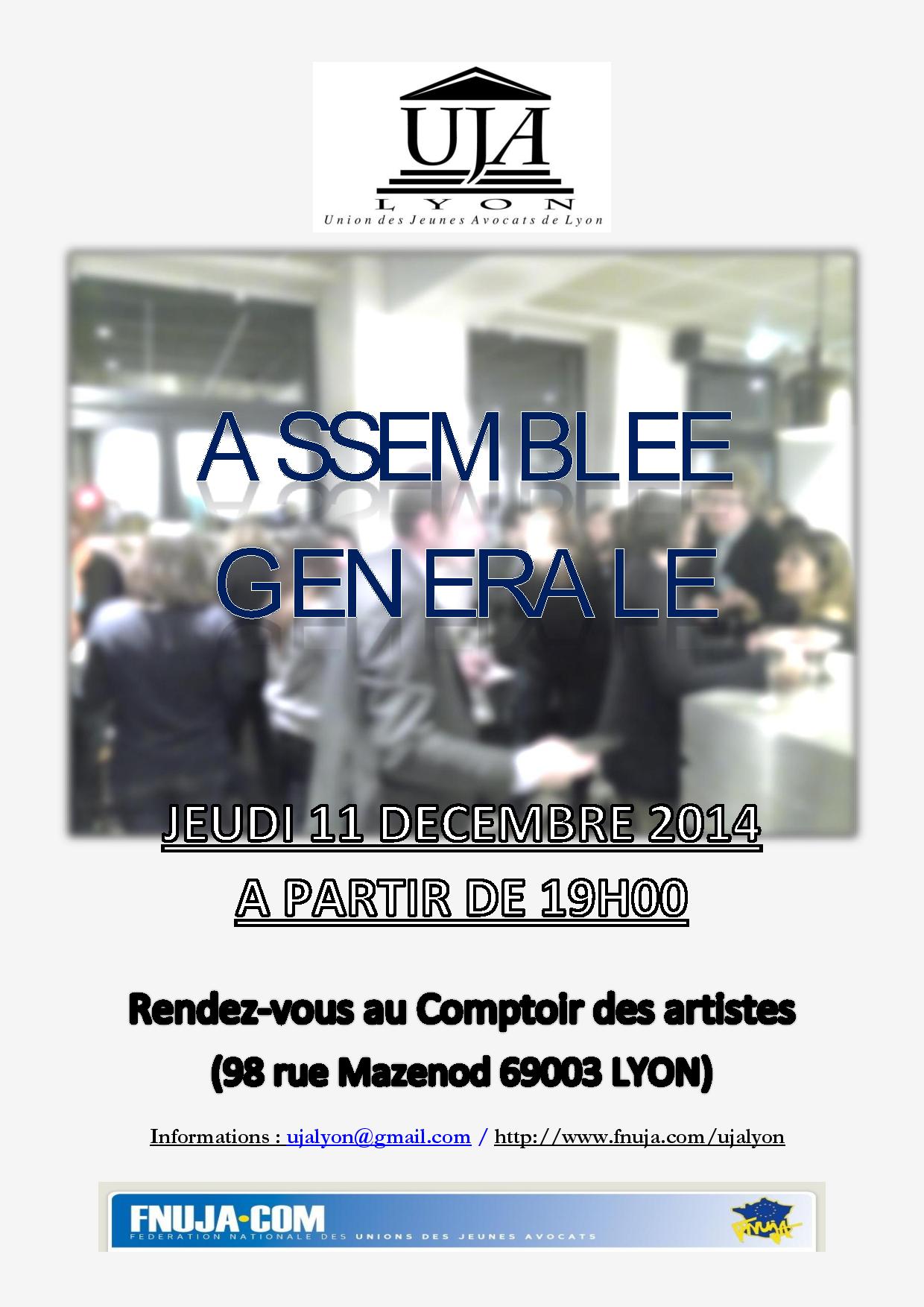 Assemblée générale de l'UJA le 11 décembre 2014