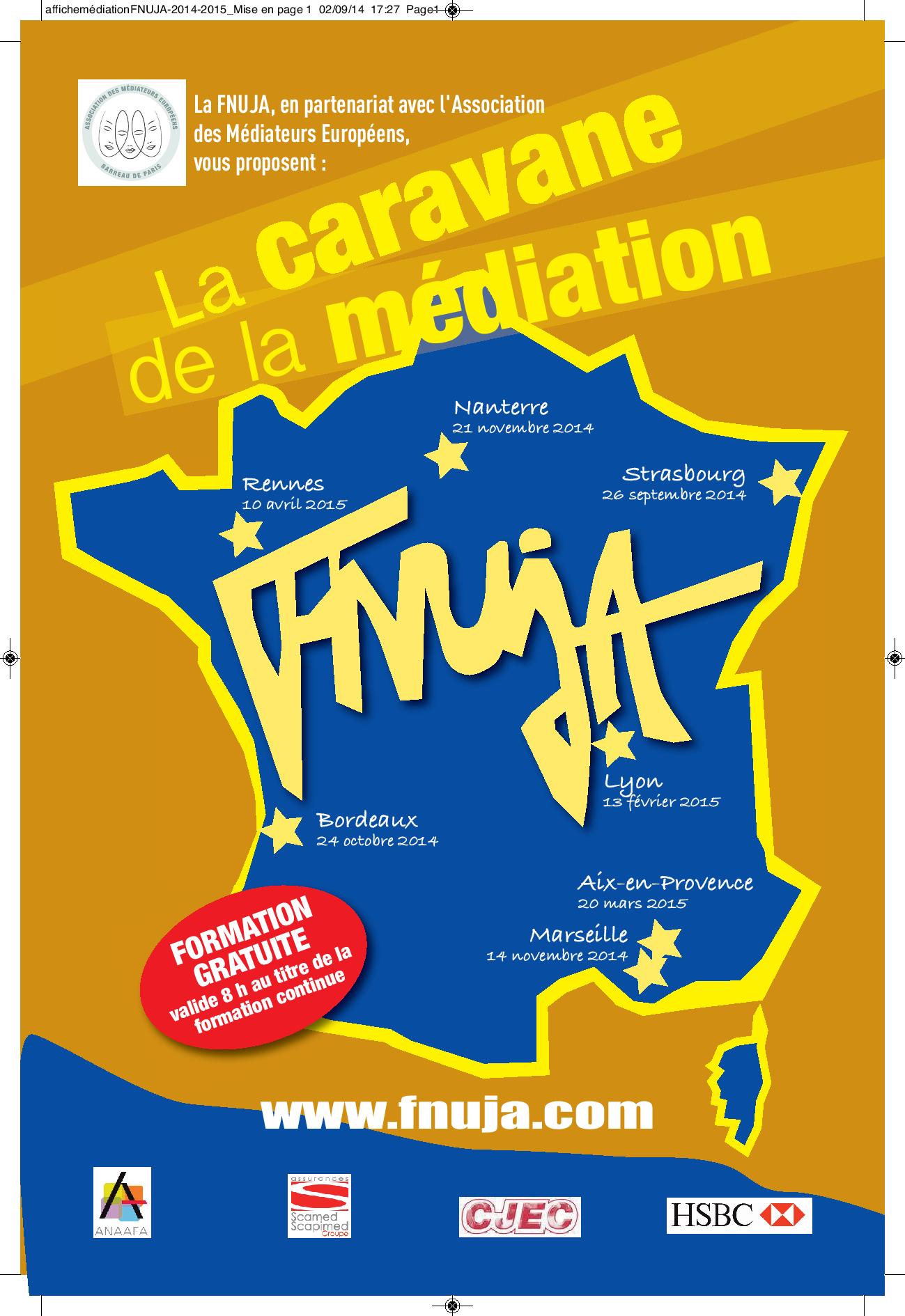 Caravane FNUJA de la médiation - Formation le 13 février 2015 Caravane FNUJA de la médiation - Formation le 13 février 2015