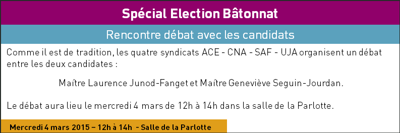 Débat intersyndical des candidates au Bâtonnat