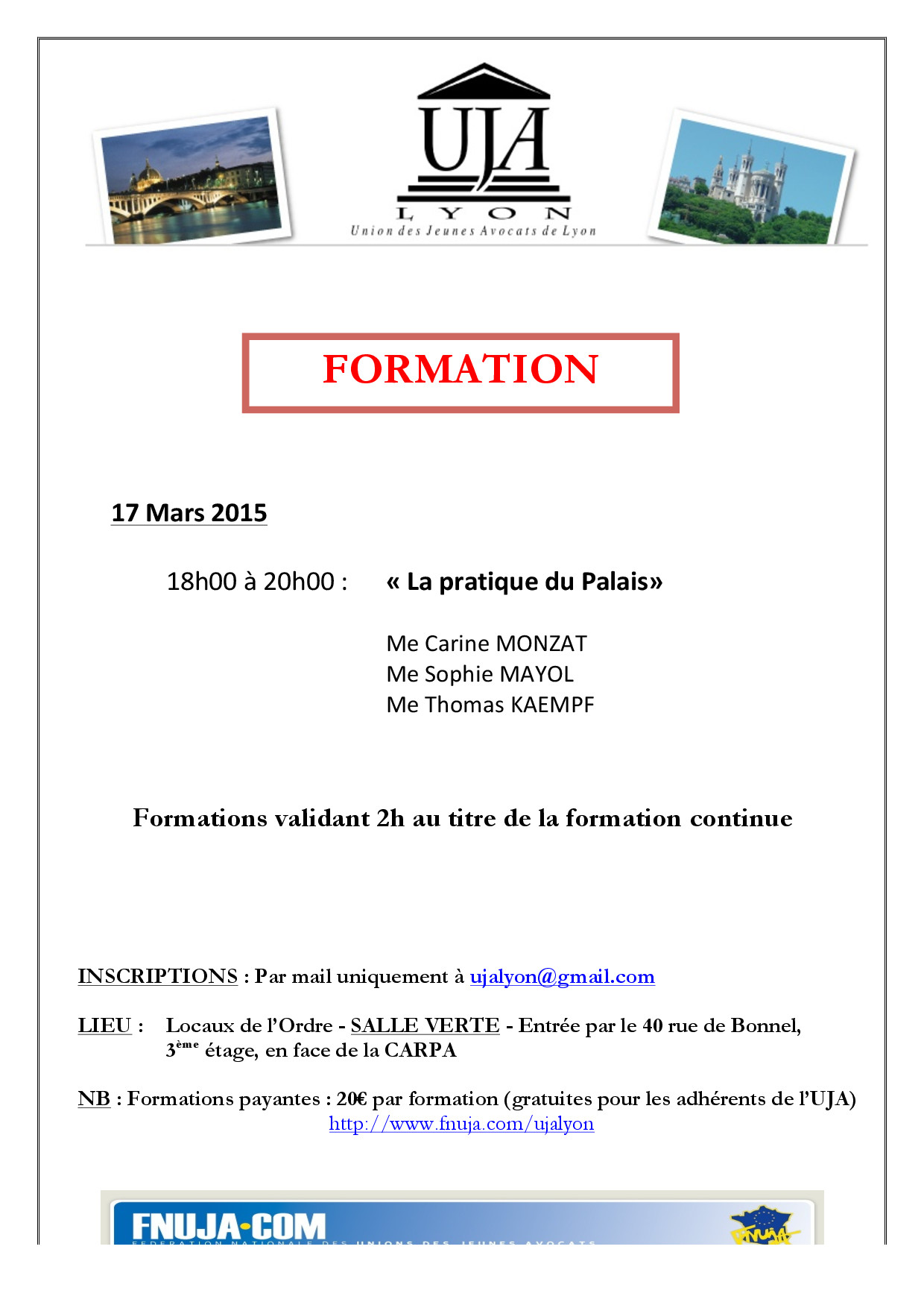 FORMATION 17 MARS 2015 FORMATION 17 MARS 2015