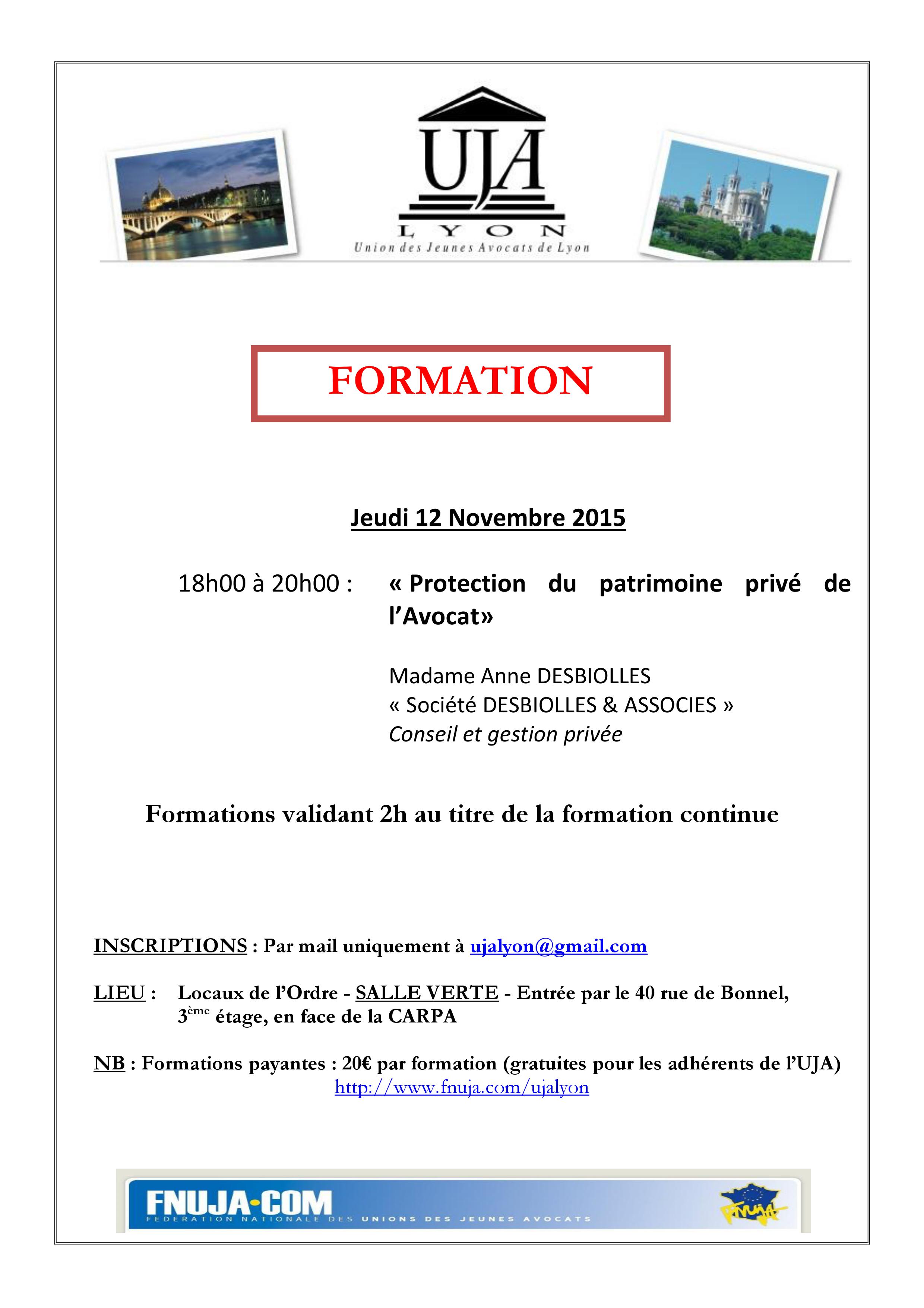 FORMATION 12 NOVEMBRE 2015 FORMATION 12 NOVEMBRE 2015
