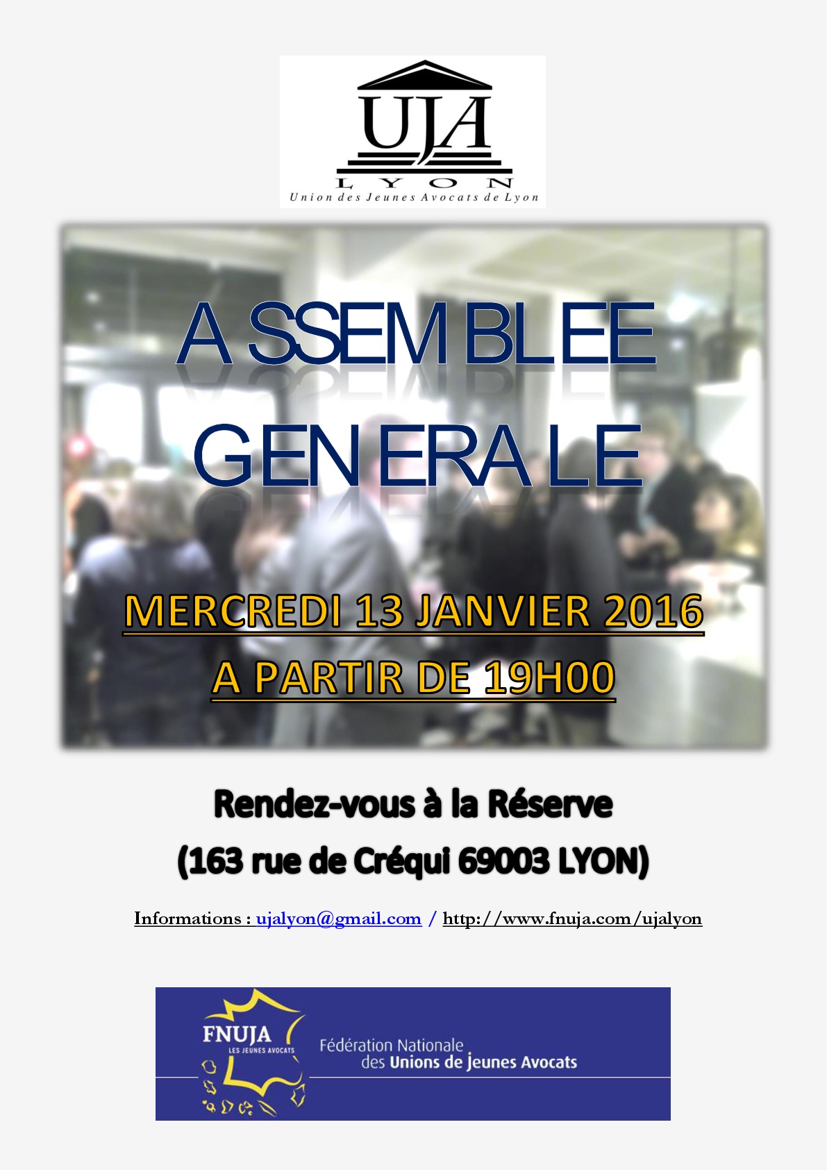 ASSEMBLÉE GÉNÉRALE UJA LYON 13 JANVIER 2016