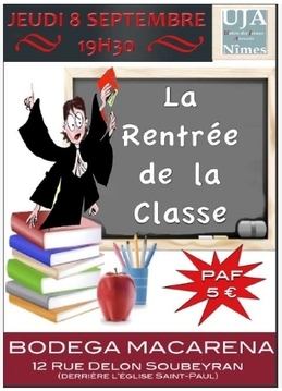 Apéro "La rentrée de la Classe"    -    Jeudi 8 Septembre à 19h30 à la Bodega Macarena à Nîmes