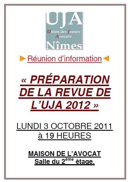 Réunion d'information - Préparation de la revue de l'UJA 2012