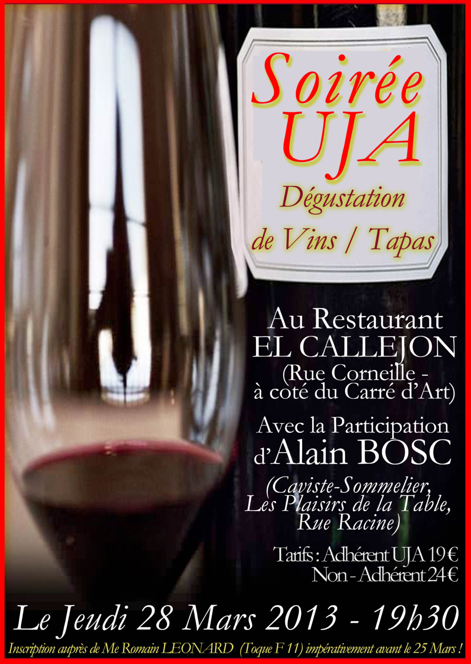 Soirée UJA - Dégustation de Vins / Tapas Soirée UJA - Dégustation de Vins / Tapas